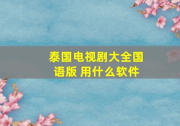 泰国电视剧大全国语版 用什么软件